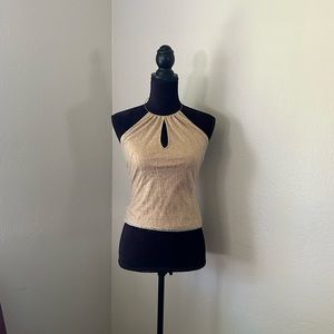 Y2K Metallic Peekaboo Halter Top